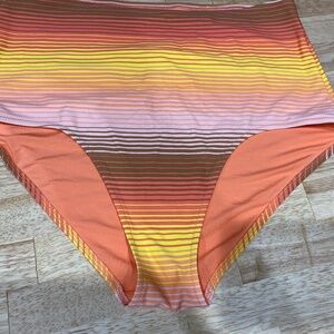 Aerie high-waist swim bottoms - orange musk striped